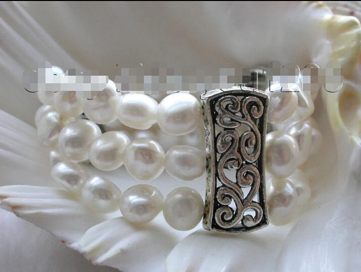 

Genuine Natural 9mm White Baroque Pearl Bracelet!Noble style Natural Fine jewe Fast (D) SHIPPING