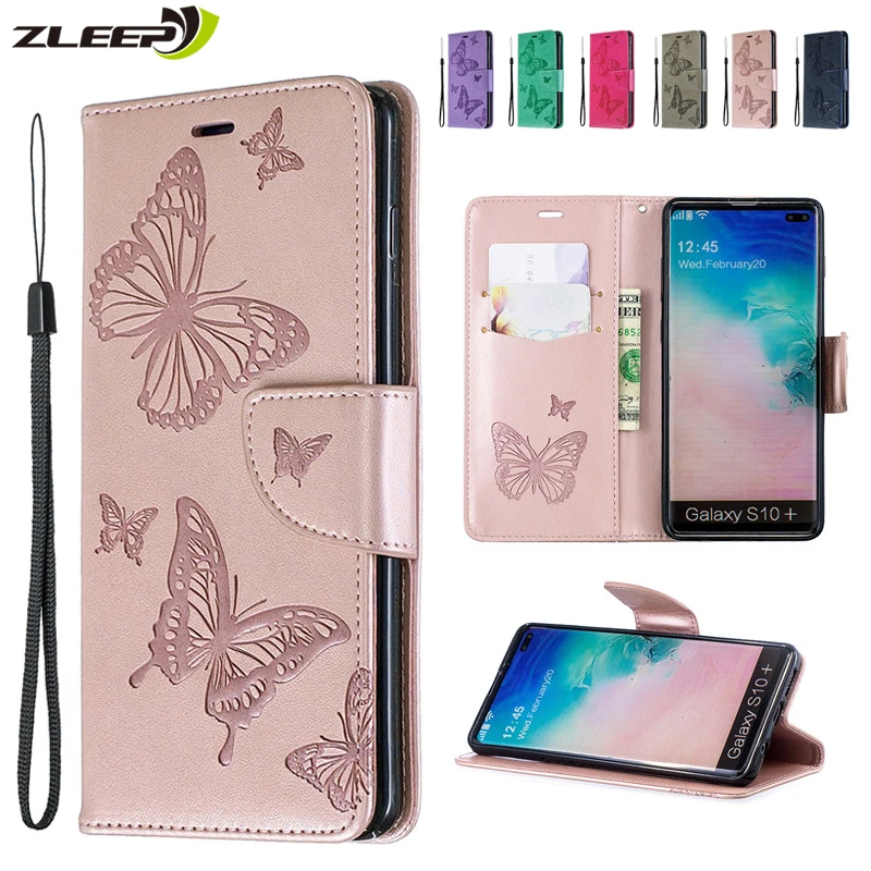 

S10plus Case For Samsung Galaxy Note10plus S9 S10 J6 J4 Plus 2018 S10E 3D Butterfly Leather Flip Wallet Card Holder Cover Coque