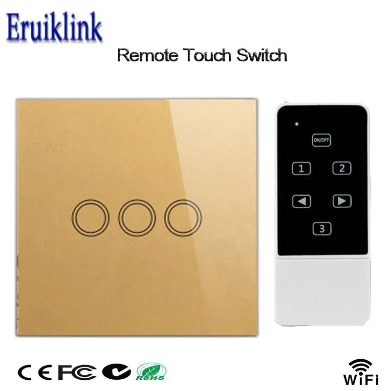 Smart Home 3 Gang 1 Way,UK Standard,Wireless Remote Control Wall Light