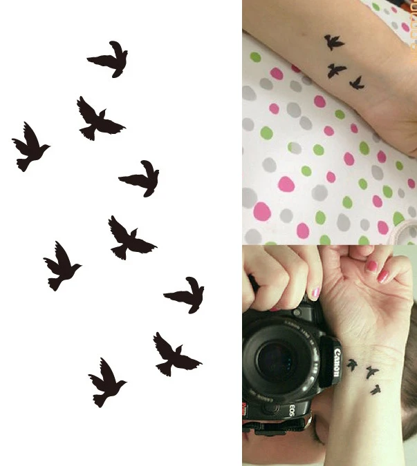 Водостойкие Временные татуировки, маленькие Летающие птицы, тату для боди-арта, Водные Переводные поддельные флеш-тату 10,5*6 см для мужчин, женщин, детей