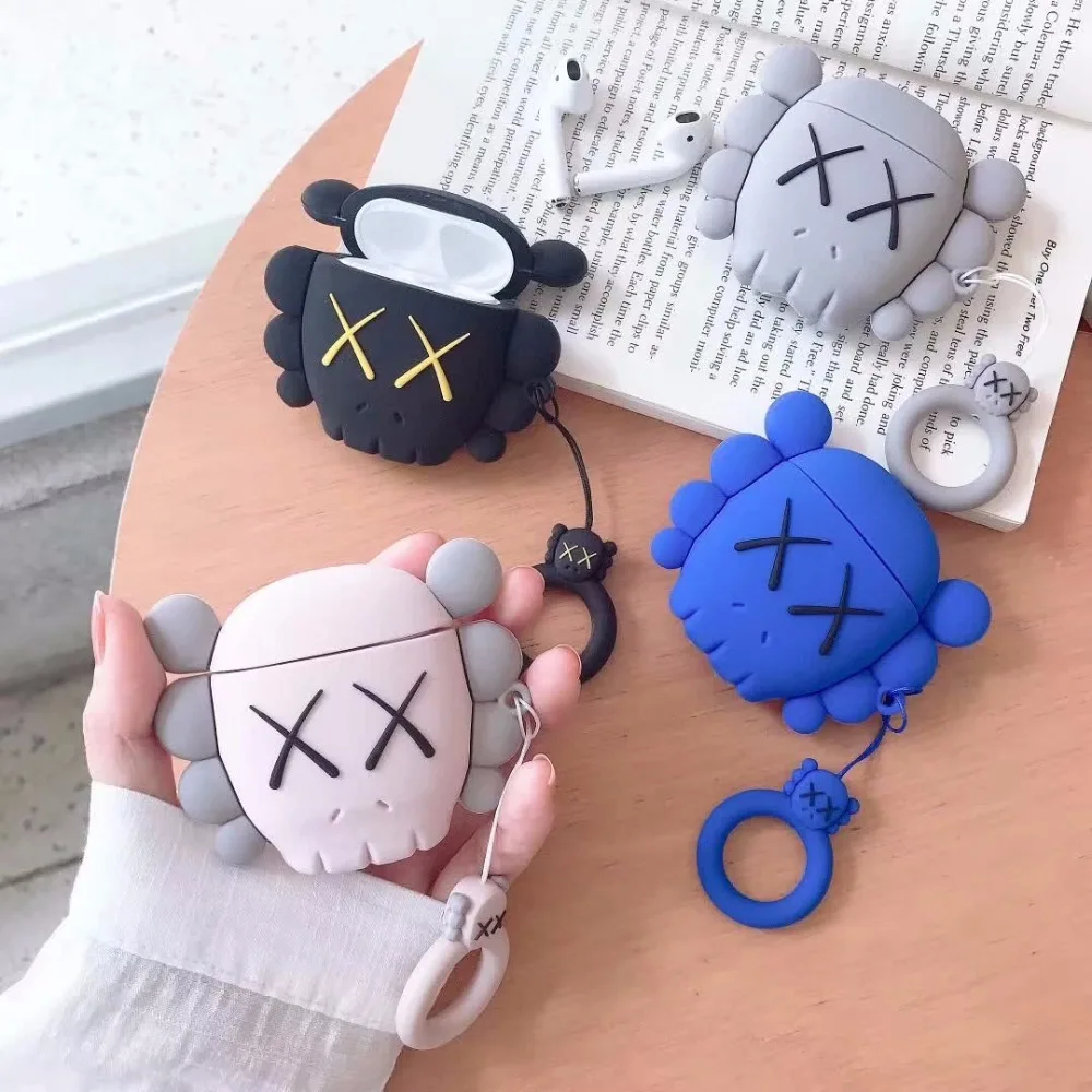 

For AirPods Case 3D cute soft silicone Earphone Cases For Apple Airpods 2 Funny Accessories Protect Cover with Finger Ring Strap
