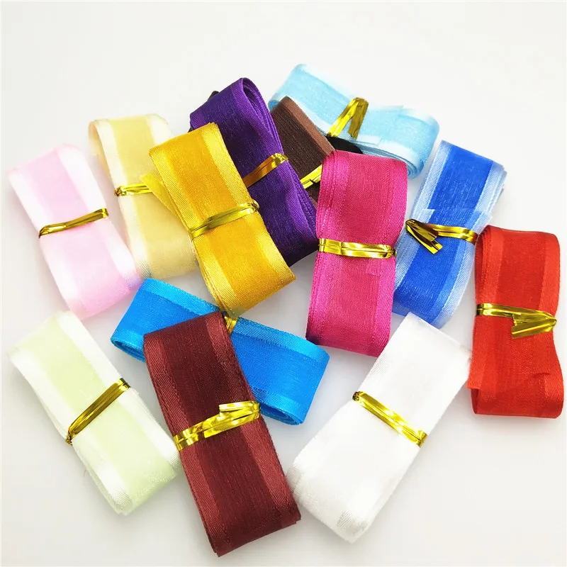 

suoja 1roll 10Yard/lot 2cm 10y 20mm Polyester Organza Ribbon Handmade Material DIY Headwear & Sewing Decoration Accessories