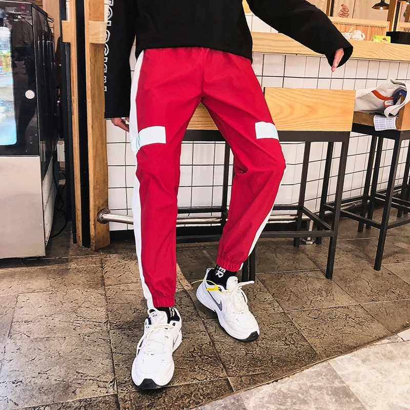 Fashion Casual Men's Harem Pants Autumn And Winter New M-5XL Color Matching Slim Feet Pants Personality Youth Popular