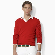 2017 Autumn Men Knitted Sweaters Sudaderas Limited Real V-neck Jumper Male 100% Cotton Pullover Sweater Solid Brand Clothing