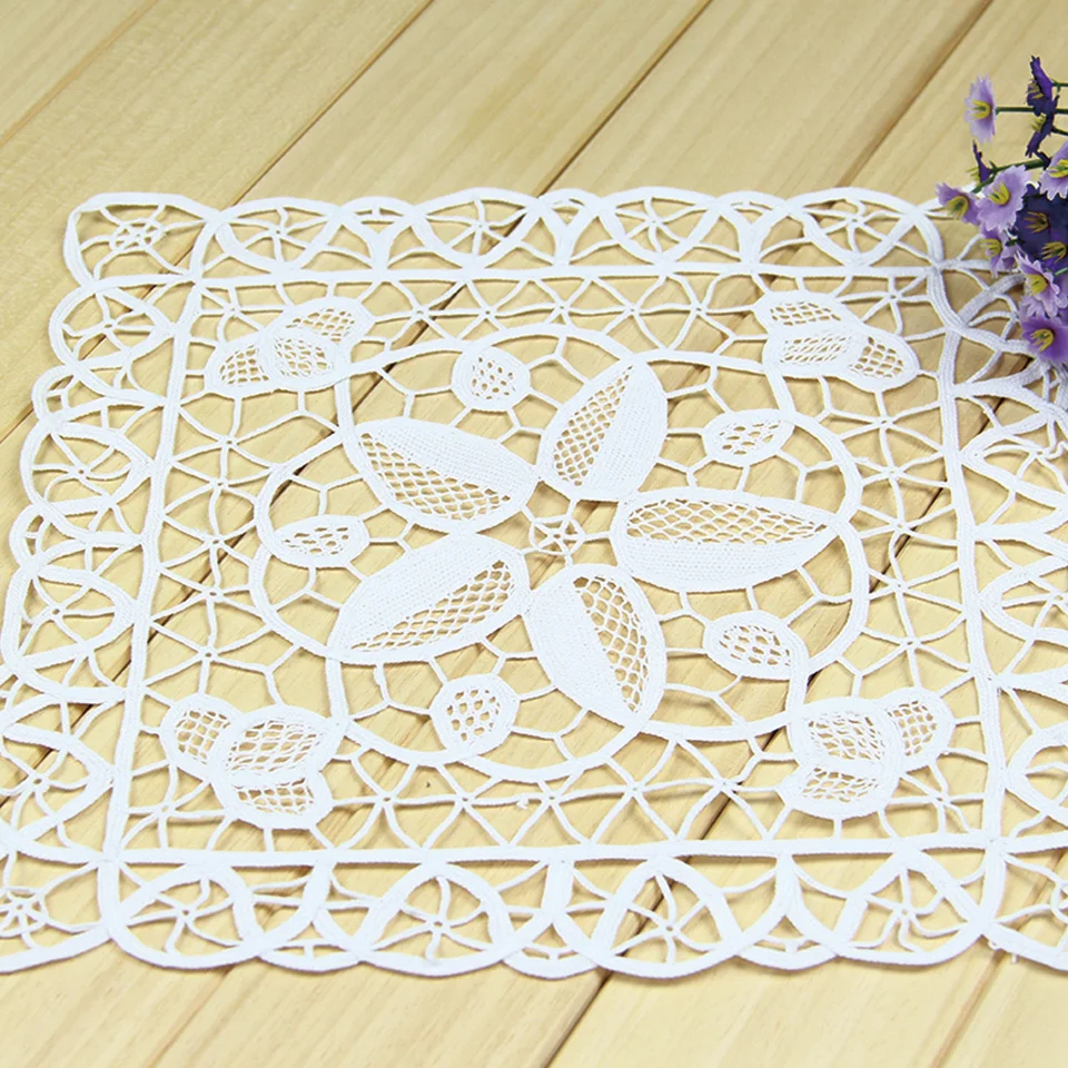 

QUNYINGXIU Cotton Tuscany Lace Tablecloth Handmade Crocheted Pastoral Square Table Cover Tabelcloth 12*12 inch = 30.5*30.cm
