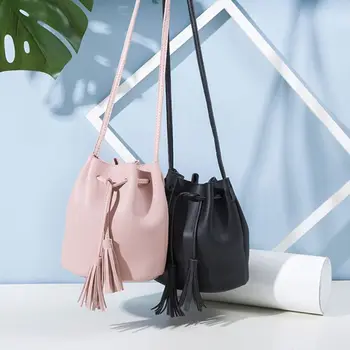 

Women's Bucket Shoulder Bag Crossbody Tassel Leather Messenger Satchel Purse Tote