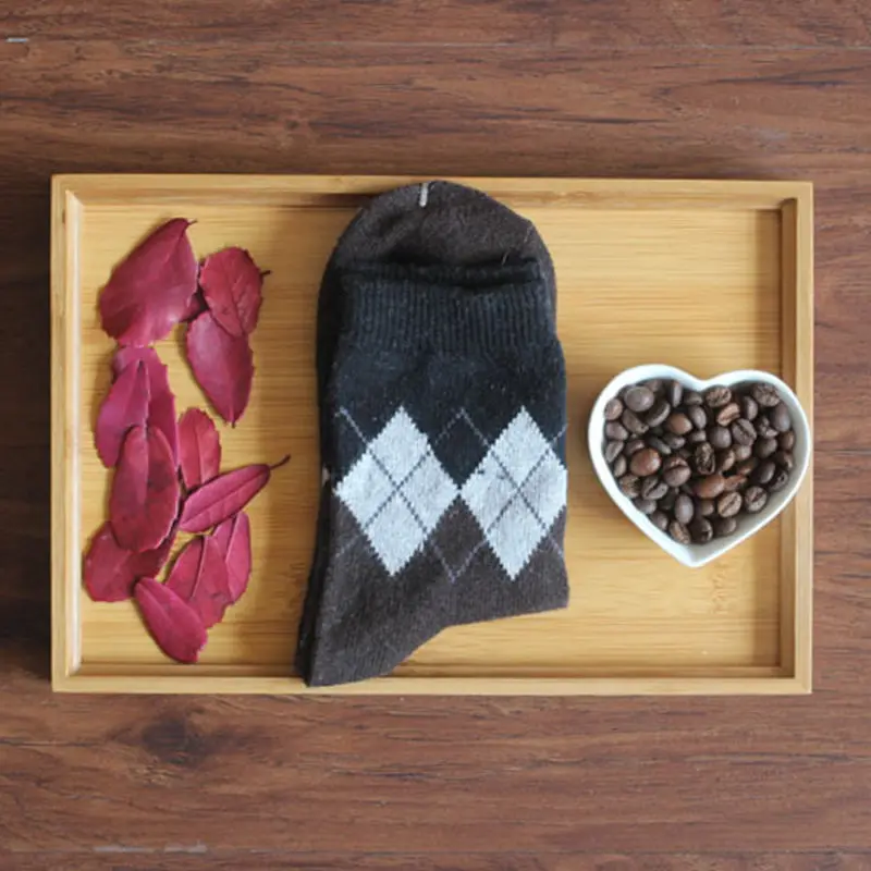 Diamond Men Socks Rabbit Wool Thick Warm Male Socks Geometry Pattern High Quality Male Casual Middle Sock Autumn Winter Clothing (3)