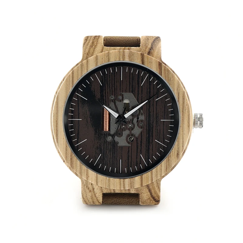 BOBO BIRD Mens Wooden Watches Quartz Watches Genuine Leather Strap Wood Wristwatches Vintage Relogio Masculino C-H29