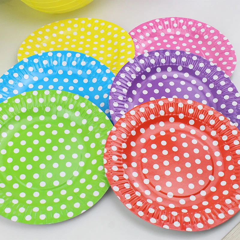 10Pcs/Pack Disposable Polka Dot Round Paper Plates Dishes Wedding Birthday Party Supplies Tableware Decor | Дом и сад