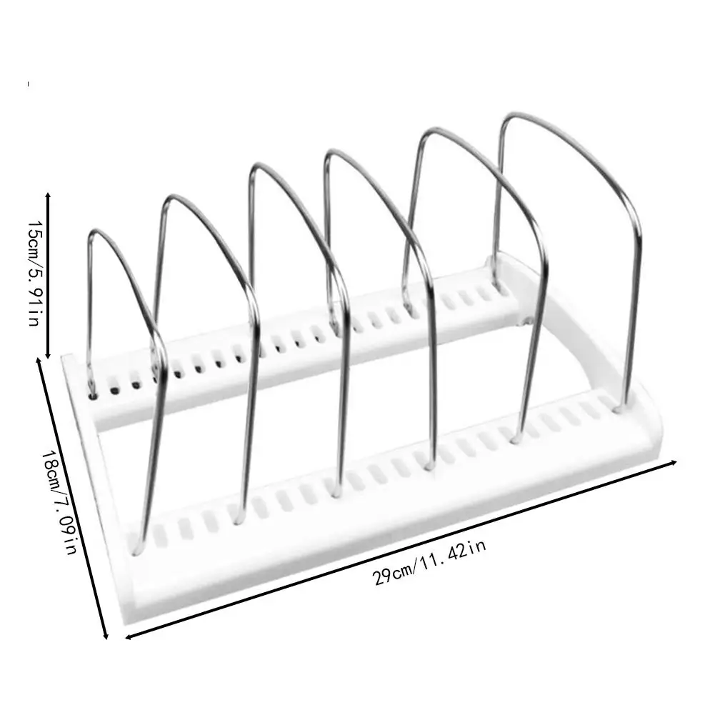 Home Storages Shelf Supplies 5-grid Stainless Steel Lid Storage Rack Kitchen Baking Pan Pot Plate Storage Stand Holder Gadgets