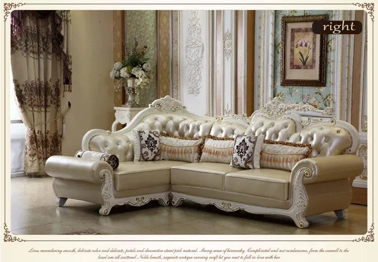 Высококачественная Европейская старинная для гостиной диван мебель из натуральной кожи набор 10256