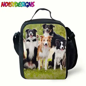

New Style Border Collie Lunch Box For Kids Lunch Bags For Children Grils Boy Dog Pattern Shoulder Messenger bag Crossbody Bag
