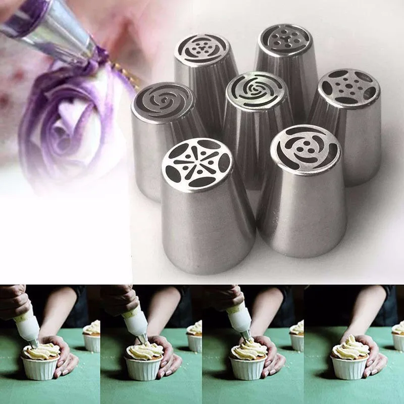7PCS Stainless Steel Russian Tulip Icing Piping Nozzles Pastry Decorating Tips Cake Cupcake Decorator Rose Kitchen Accessories 7PCS Stainless Steel Russian Tulip Icing Piping Nozzles Pastry Decorating Tips Cake Cupcake Decorator Rose Kitchen Accessories