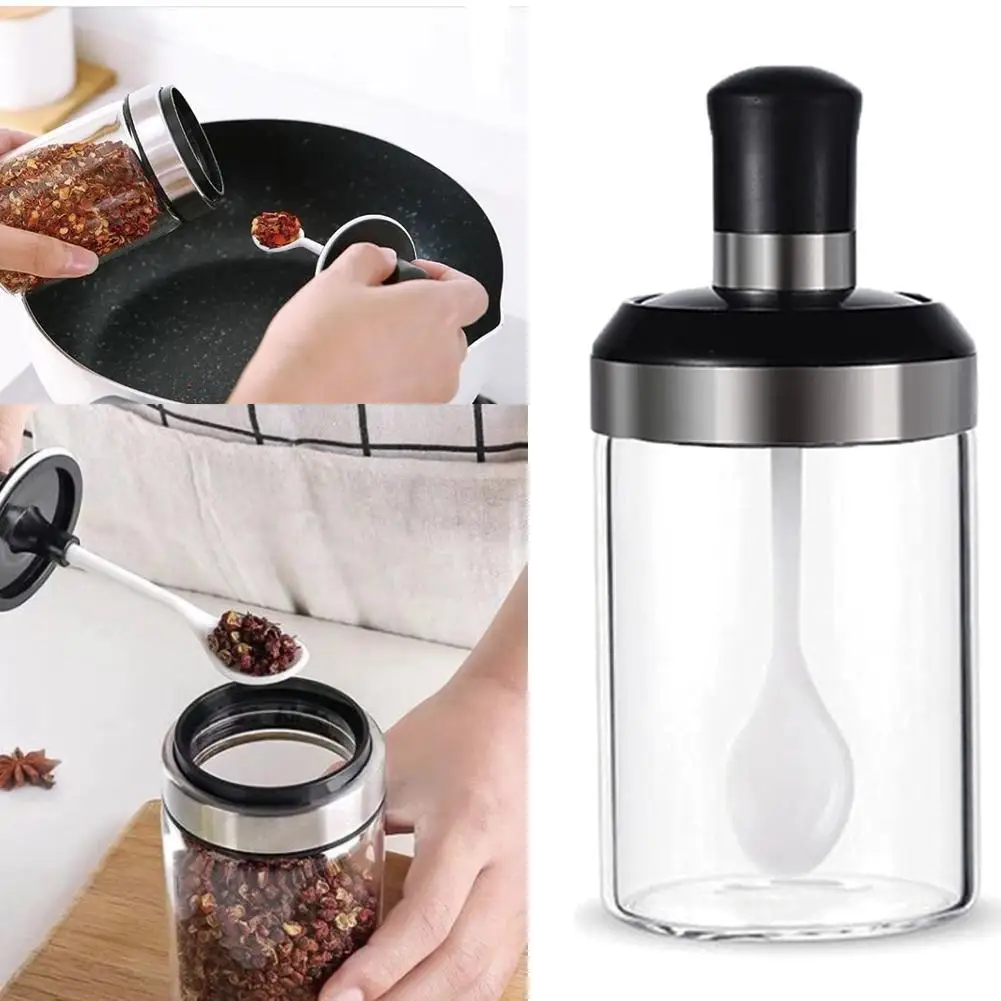 Set for Spice Container Tool Salty Bottles Box Seasoning Jars Kit Honey Storage Salt and Pepper Cruet with Brush Organization