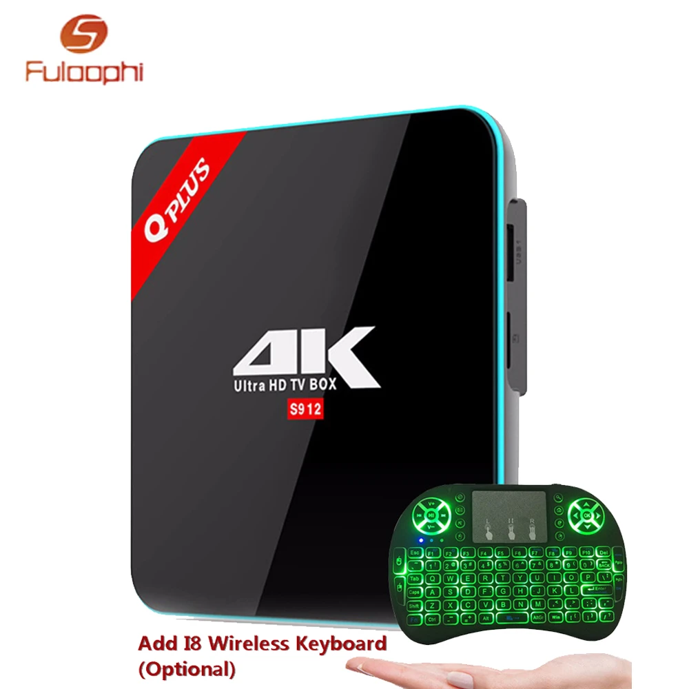 

JRGK Qplus Amlogic S912 Android 6.0 Smart TV Box Octa core KD player Fully Load 2.4GHz 5GHz WIFI BT4.0 4K H.265 HD Set-Top Box
