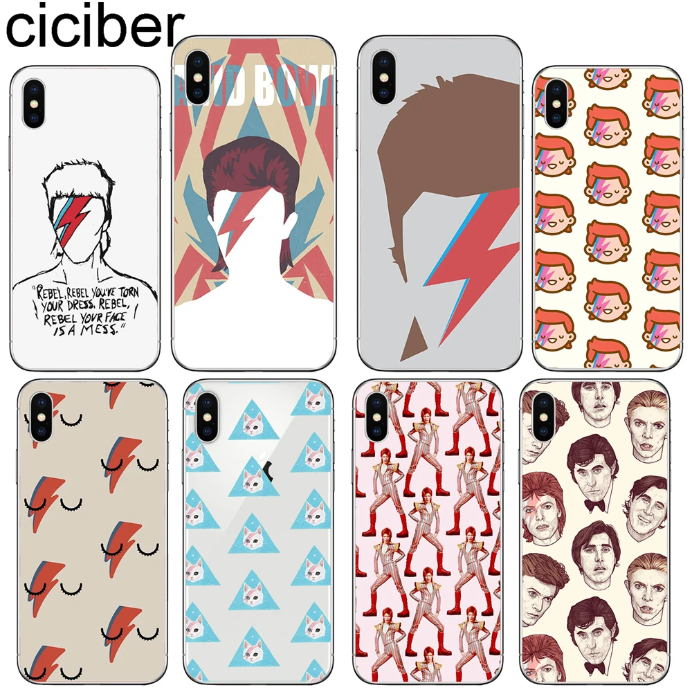 

ciciber Funda for Iphone 11 Pro Max 7 8 6 6S Plus 5S SE Soft Silicone Phone Case for Iphone X XR XS MAX David Bowie Cover Coque