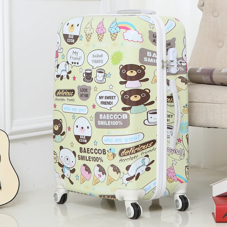 Милый мультяшный студенческий чемодан на колесиках, Детский чемодан на колесиках с бабочками, детская дорожная сумка, Женский чемодан