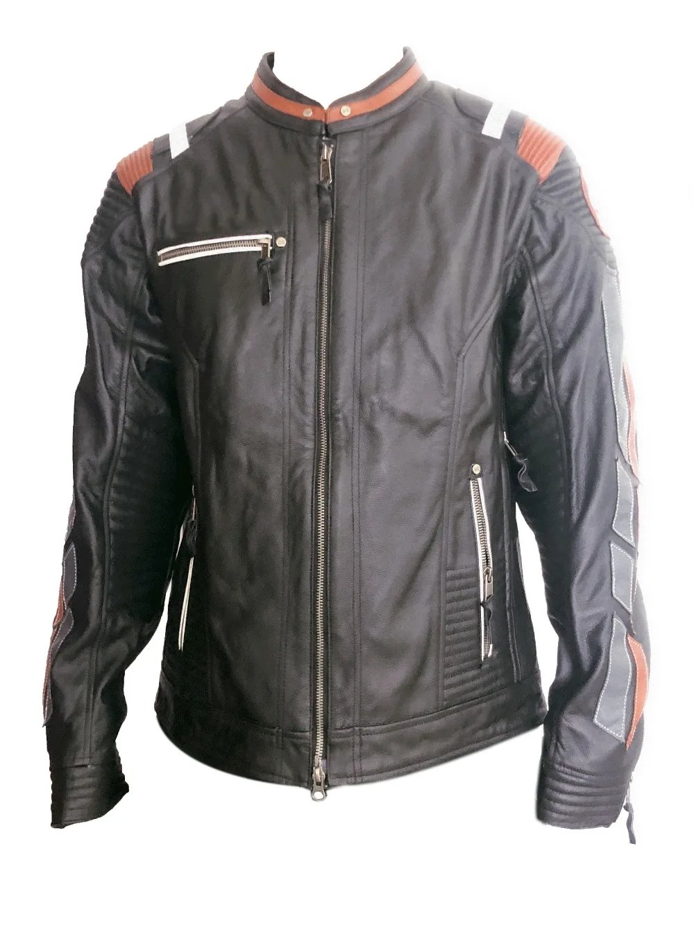 Knight leather jacket motorcycle leather jacket leather jacket large gliding 97015-19VM/ Skull Slim Fit Leather Jackek
