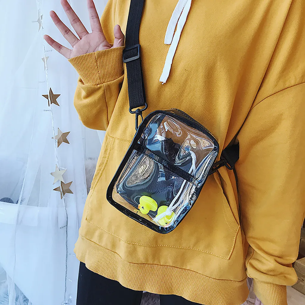 

Mini 2019 Women Transparent Versatile Messenger Bag Shoulder Fashion Ladies PU Leather Crossbody Bags small Clear Bag