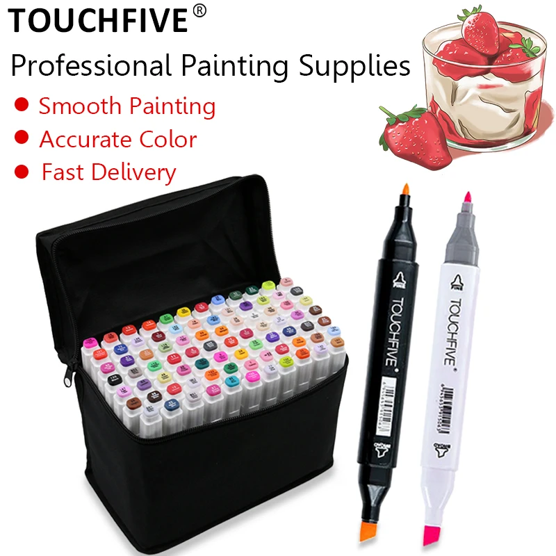 

TOUCHFIVE 12/24/30/40/60/80/108/168 Colors Art Markers Alcohol Based Brush Pen Manga Drawing Double Head Markers Art Supplies