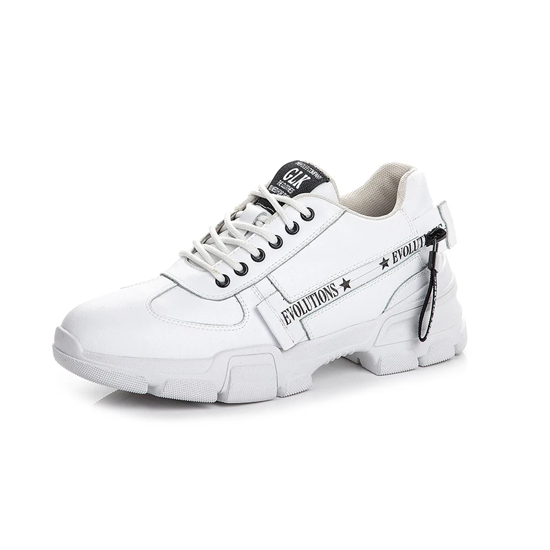

2019 Spring Women Shoes Fashion PU Leather Women Casual Shoes Lace-Up Flats Platform Women Sneakers White Shoes Woman