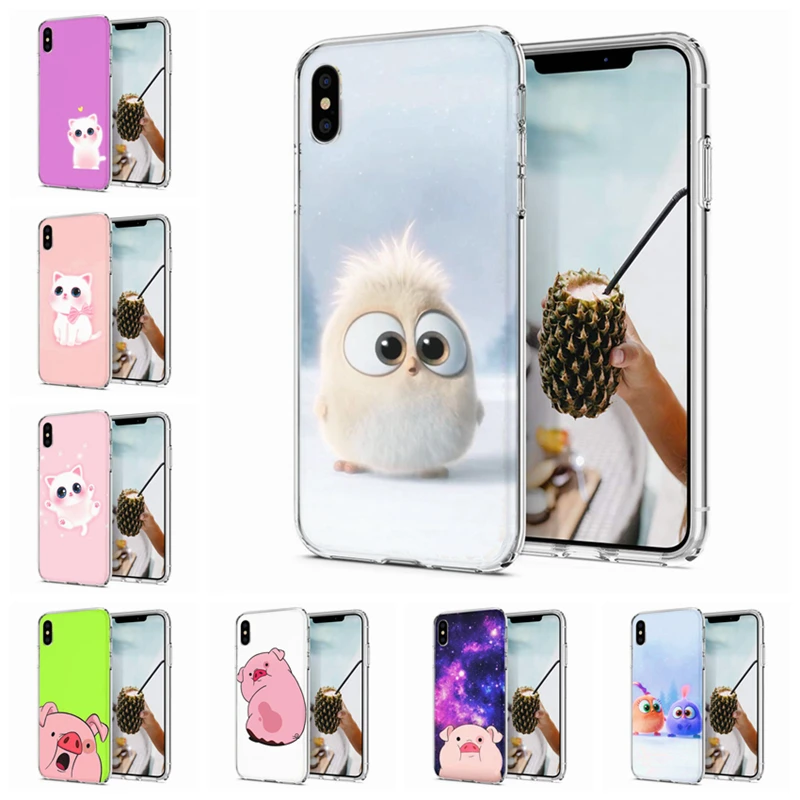 Soft Phone Case For iPhone X XS XR Covers TPU Colorful Pig Cat Cute Pattern Painted Fundas iPhone6 7 Max M111 |