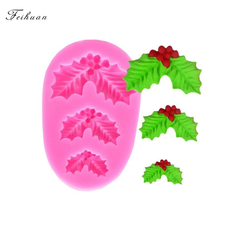 Food Grade Fondant Cake Silicone Mold Christmas Leaves