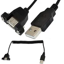 USB 2,0 B Женский Панель крепление B Мужской Расширение спиральный кабель