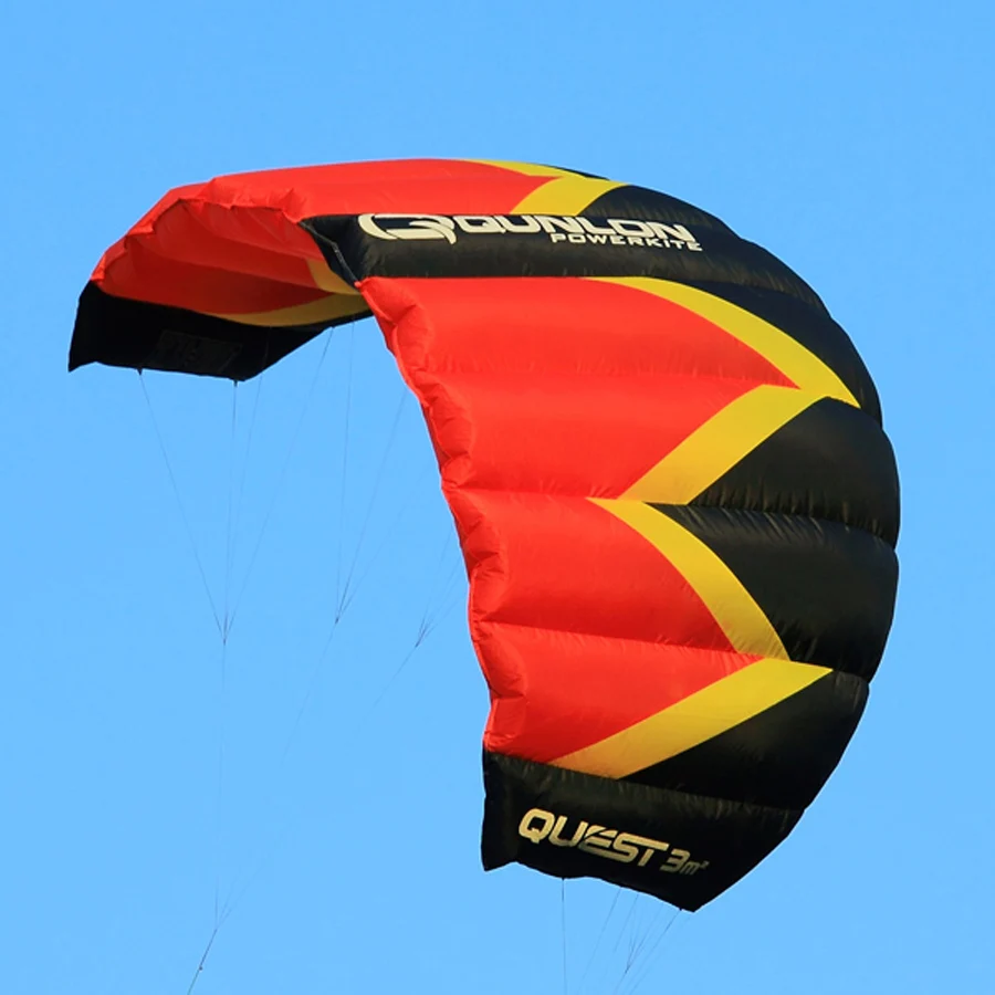 3 Sqm Nylon Fabric Dual Line Stunt Kite Red Color Kite Surfing Parafoil