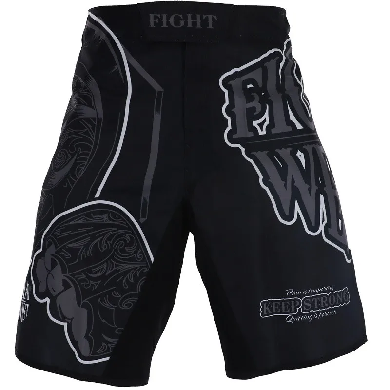 Günstige MMA männer Muay Thai Boxing BJJ Shorts Fitness Atmungsaktive Martial Arts Kampf Boxeo Badehose Schwarz Farbe Trainning Gym Shorts
