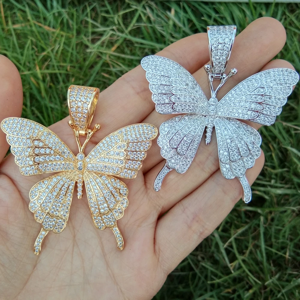 Кулоны в виде бабочки из кубического циркония, Женское Ожерелье, мужское хип-хоп ожерелье, вечерние ювелирные изделия, подарок CN111
