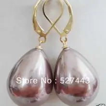 10 шт. шт> редко подлинная 12 X 14 мм фиолетовый морские раковины перл мотаться серьги