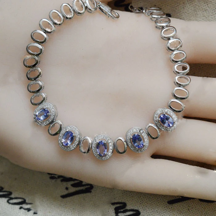 Новинка года, срочная Qi Xuan_Fashion Jewelry_Blue Камень Элегантный Bracelets_S925 чистого серебра синий Bracelet_Factory прямые продажи