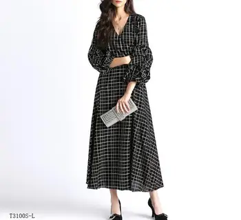 

European style 2019 New arrivals summer Spring fashion women clothes temperament V-neck patchwork vintage dress T3100