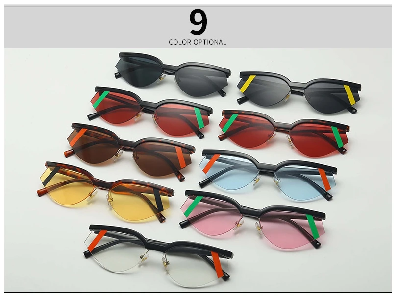 Кошачий глаз, полуоправа, индивидуальные солнцезащитные очки для мужчин и женщин, модные Оттенки UV400, винтажные очки 46133