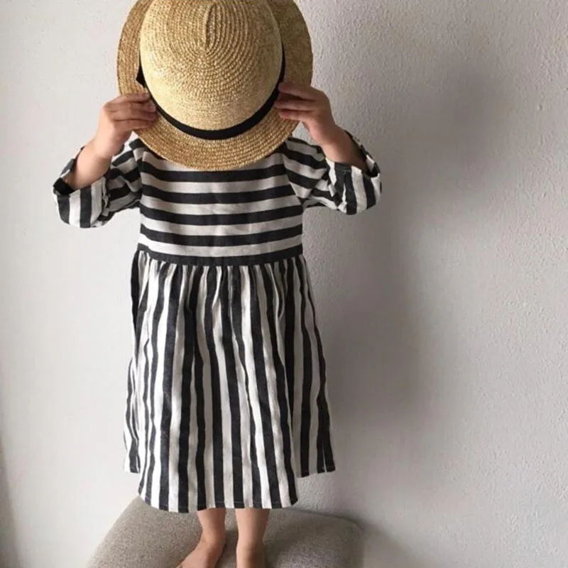 

Children's Dresses New 2019 European & America Baby Girls Dress Linen Toddler Kids Summer Clothings Casual Fashion Girl Clothes