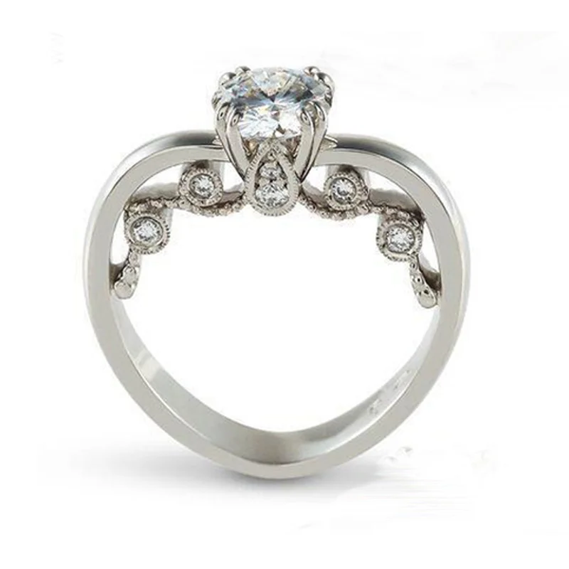 

Cute Silver Heart Rings with Zircon Stone for Women Wedding Engagement Wedding Ring Fashion Jewelry 2019 New