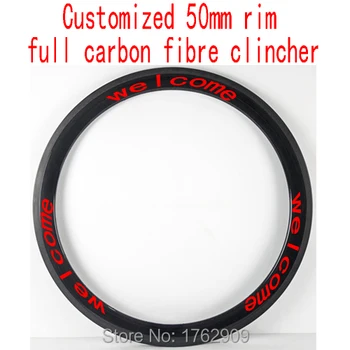 

1Pcs New customized 700C 50mm clincher rim Road bicycle 3K UD 12K full carbon fibre bike wheels rim 20.5 23 25mm width Free ship