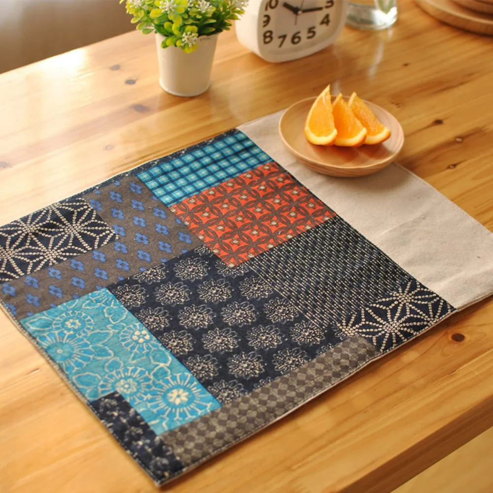 

FUYA Thick Fashion Style Home Essential Cotton Deck Napkin Table Cloth Ethnic Style Roasted Tea Series Mat Pads