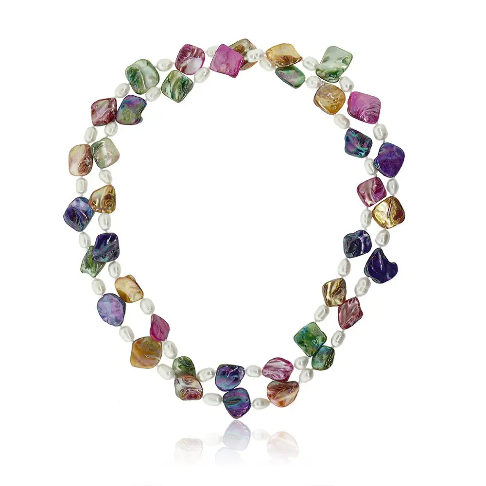 

King 46 Multicolor Cultured Freshwater Pearl & Simulated Shell Pearls Necklace