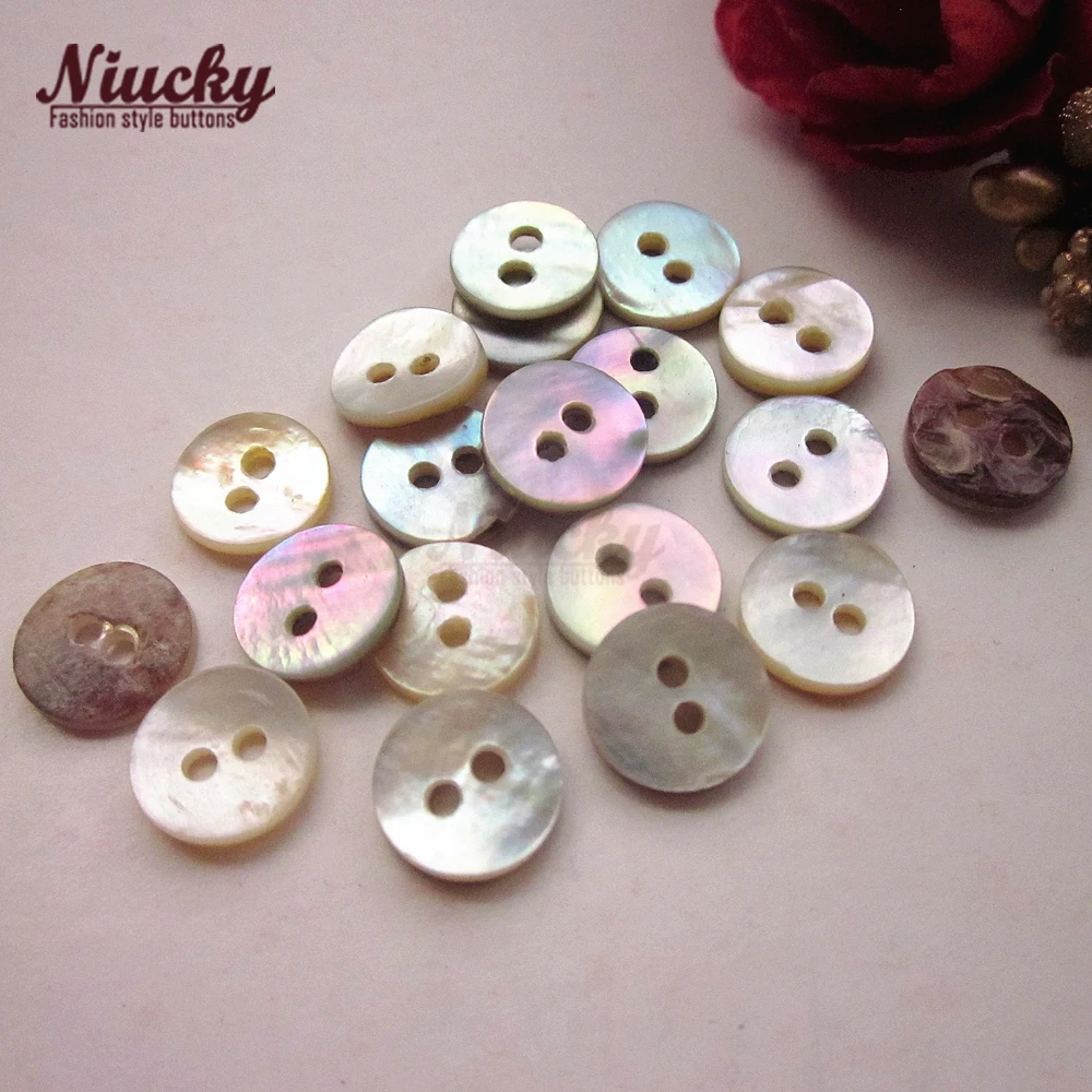 Niucky 9mm-12mm 2 holes High Quality Natural Akoya Pearl Shell Buttons T2 class Natural Shell Sewing Buttons S0101-051 4