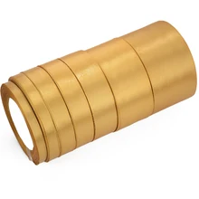 Fita de cetim de seda dourada, 25 jardas, festa de casamento, decoração, presente, embrulho, natal, ano novo, roupa, fita de costura