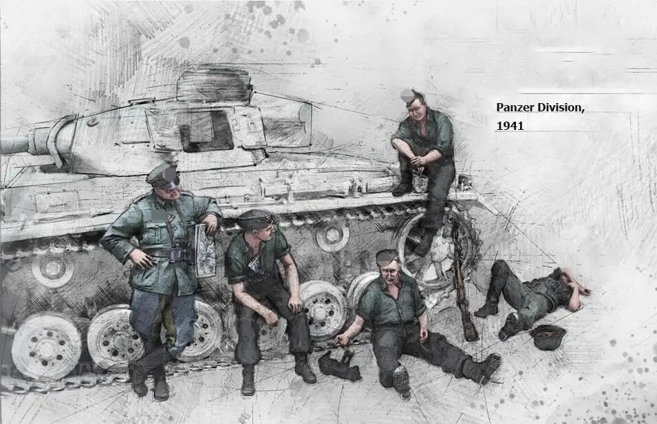 1/35 PANZER DIVISION 1941 (5 фигурок без танка) Большой Набор игрушечных смоляных моделей