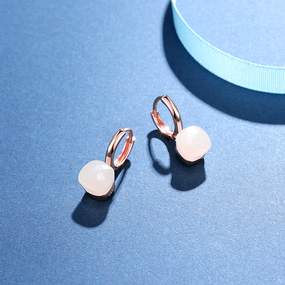 Женские серьги из серебра 925 пробы с натуральным белым агатом|earring color|earrings