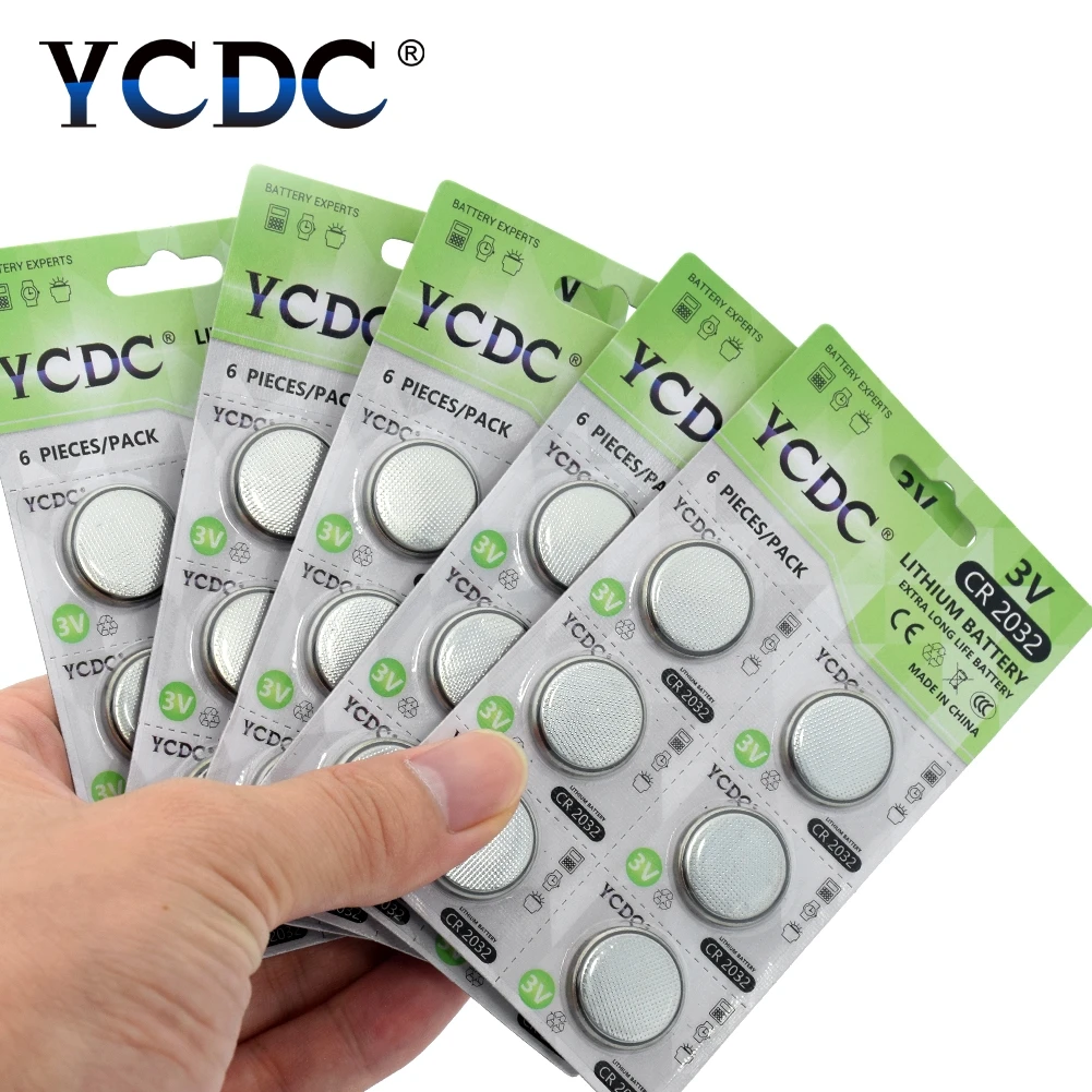 

120pcs/lot YCDC CR 2032 Lithium Button Battery kcr2032 5004lc cr2032 dl2032 SB-T15 3 volt lithium coin cell watch batteries