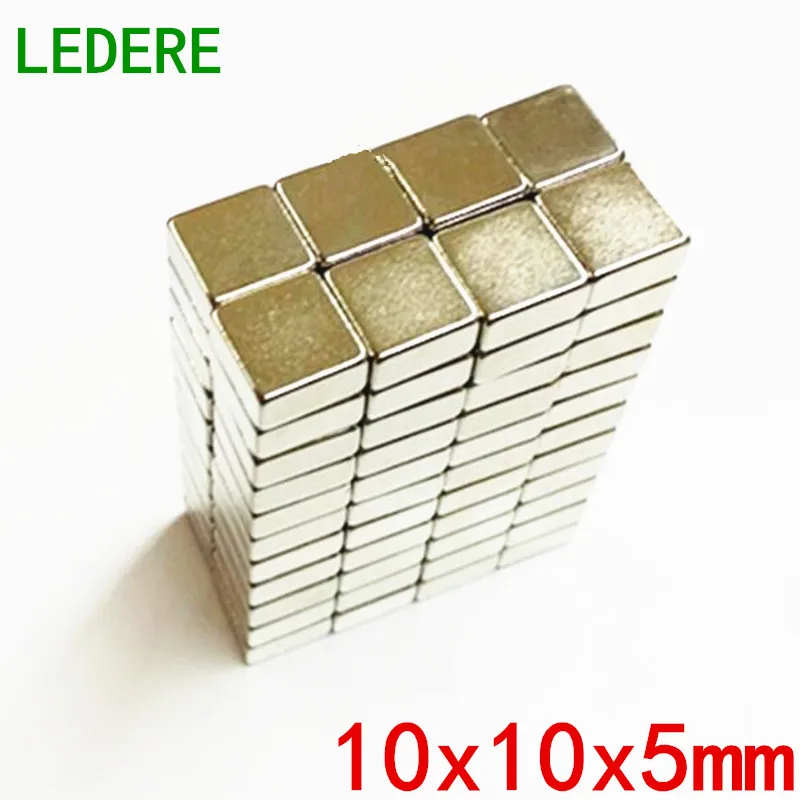 

Сильный неодимовый магнит LEDERE, 50 шт., 10x10x5 мм, мощные редкоземельные магниты 10*10*5 мм, постоянный круглый магнит NdFeB, 10 мм x 10 мм x 5 мм