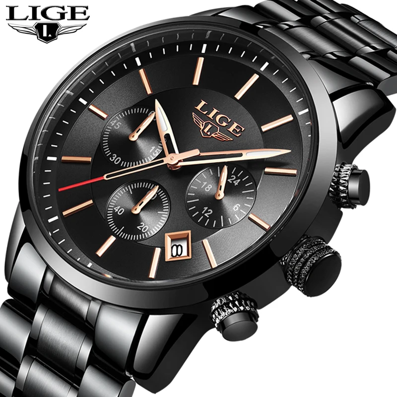 

LIGE sport Watch Analog Quartz Watches Men Top Brand Luxury Mens Watches Stainless Steel Waterproof Wristwatch Relogio Masculino