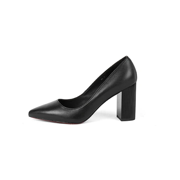 BESCONE/модные женские туфли-лодочки из натуральной кожи на квадратном каблуке; пикантные слипоны с острым носком; повседневные открытые женские туфли-лодочки; BW03 - Цвет: black