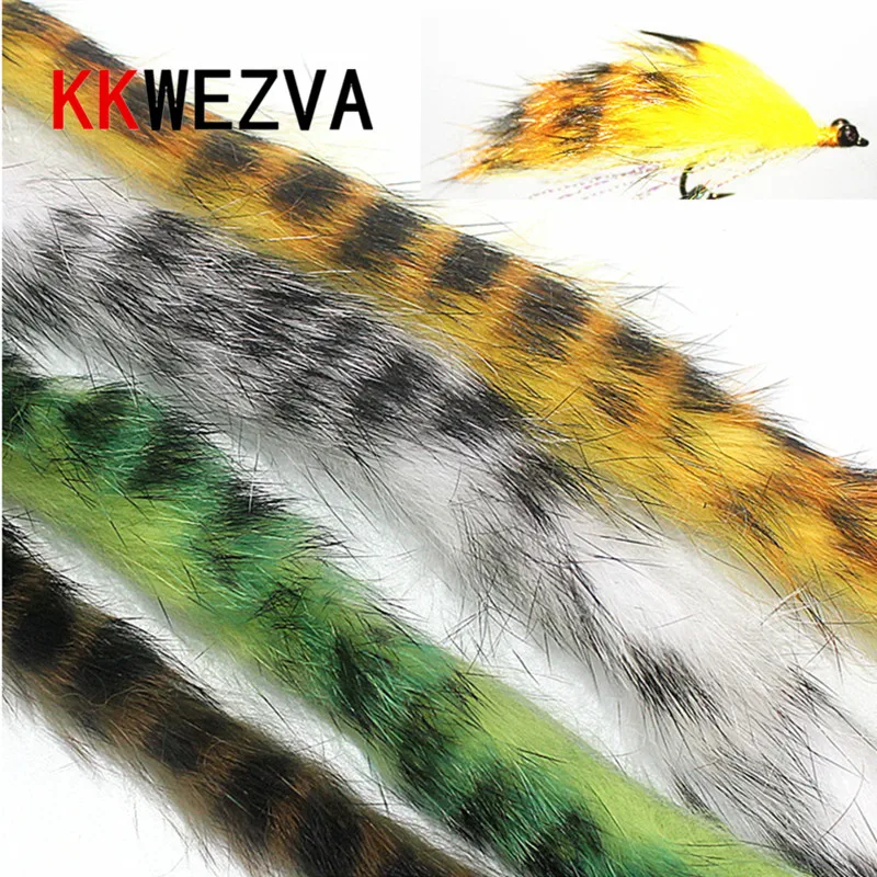 KKWEZVA 1 м Кролик Мех заяц Zonker полосы для завязывания мух материал стример Рыболовные Мухи 5 мм широкий нахлыст приманка насекомое кальмар
