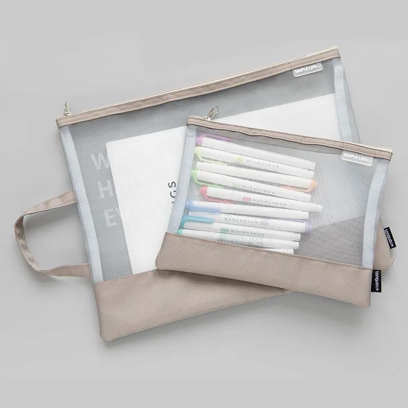 1 шт. маленький стиль сумка для файлов с принтом Простой ветер полупрозрачный сетчатый мешок для студентов подача продуктов папка для